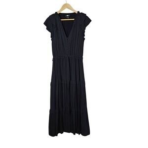 Paige Paradis Small Black Maxi Dress with Tiered Ruffles